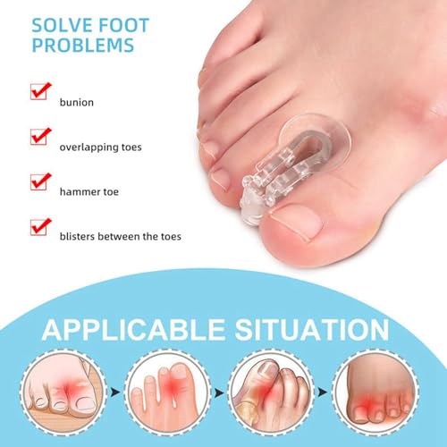 KTELI 4Pcs Toe Separator Feet Care Protector Silicone Toe Orthopedic Supplies Bunion Corrector Hallux Valgus for Pedicure