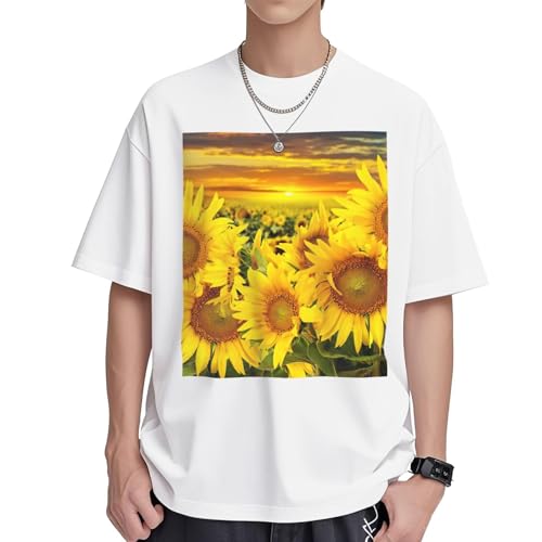 T-shirt coton imprimé tournesol femme à coupe ample et col rond