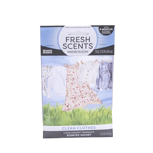 Fresh Scents | Scented Sachet Packet | Clean Clothes | Air Freshener Bags for Drawers Closets Cars | 3 Pack | Long Lasting Home Fragrance