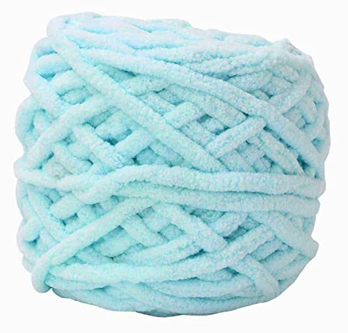 Image of Super Thick Fluffy Jumbo Polyester Baby Blanket Chenille Yarn For Knitting,Crochet&Home Decor Projects,Afghans,Throw Pillows,Cushions&Blankets. -100 Gms 6Mm Thickness, Blue