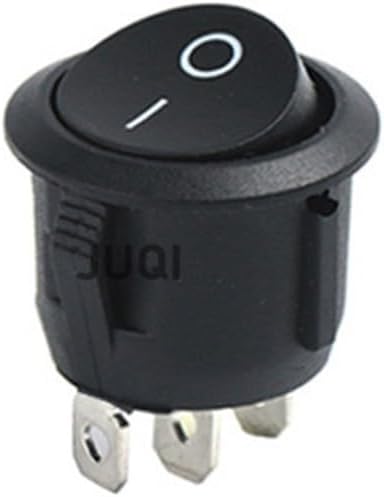 5PCS KCD1 Round Red Black 3 Pin SPST 3 Position ON-Off-ON 2 Position ON-Off Rocker Boat Switch 6A 220V 10A 125V(3 Pinon-Off-ON Black)