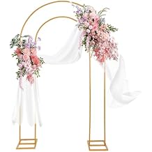 Open Arch Backdrop Stand Gold Metal Double Arch Backdrop Stand U Shaped Frame 7.2ft4.4ft Flower Arches for Wedding Ceremony Baby Shower Birthday Garden Arch Party Decorations