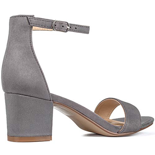 ILLUDE Women's Open Toe Ankle Strap Low Block Chunky Heels Sandals Party Dress Pumps Shoes3