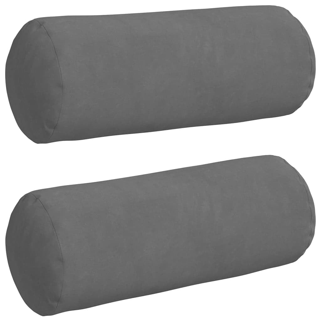 Juego de 2 cojines Bolster gris oscuro 15 x 15 x 40 cm microfibra con cremallera Diseño moderno para sofá, cama, oficina en casa
