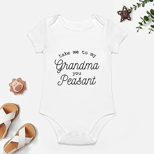 Take Me To My Grandma You Peasant Summer Baby Jumper Short Sleeve Boys Outfits White 18 Months Boy Romper4