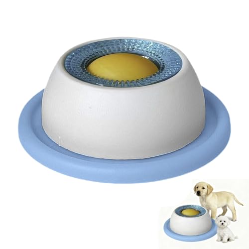 Leckschüssel für Hunde, Haustier Leckspaß Rotierende Runde Interaktive Slow Feeder Katze Hund Lecken Spielzeug Für Kleine Mittlere und Große Rassen Tiere (Blau)