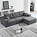 CHOSHOME Corner Sofa with Deep Seat, Modular L-Shaped Sectional Sofa, Chaise Lounge, Boneless Cloud Couch, Modern Plush Corduroy Couch for Apartment & Living Room, No Assembly Required, Dark Grey