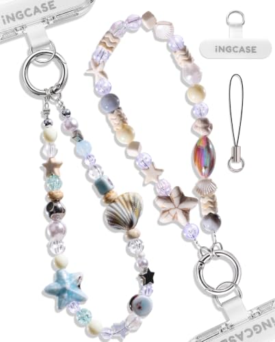 Ingcase 2Pcs Phone Charm Wrist Strap with Crystal Beaded, Starfish