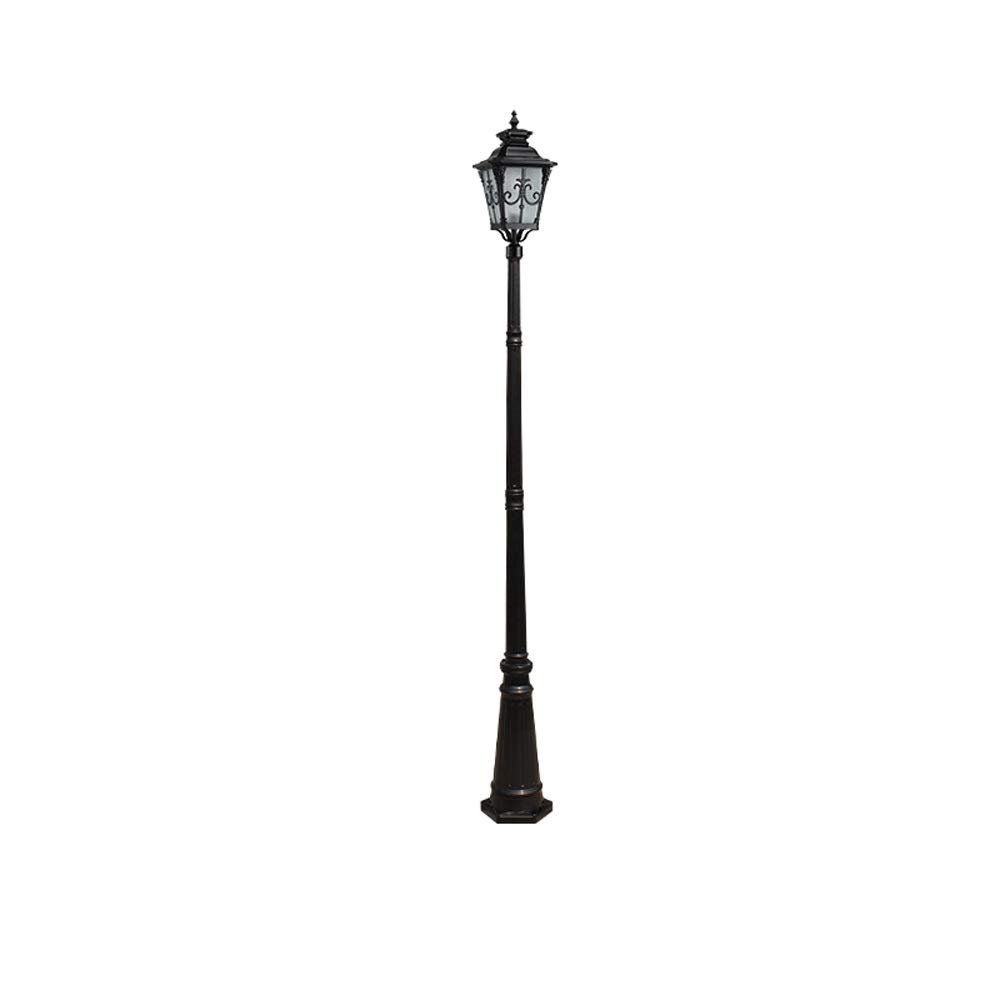HELCEKOU Outdoor Waterproof Garden Lantern - 240cm European Retro E27 High Pole Light Die-Cast Aluminum IP54 Rated Perfect for Courtyard Street and Pathway Illumination (Black)