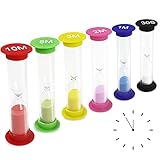 EMPCYDIA 6pcs Small Sand Timer, Kitchen Timer, Toothbrush Hourglass, Visual timers for Kids, Teachers, Cooking, Home Gym,School 30S,1M,2M,3M,5M,10M