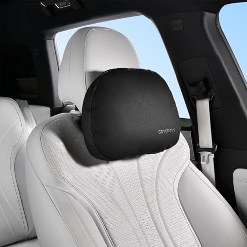 Image of Coverado Car Headrest Pillow Soft Memory Foam Car Neck Support Pillow with Adjustable Strap, Relax Head Muscles Relieve Driving Fatigue, Breathable & Removable Cover