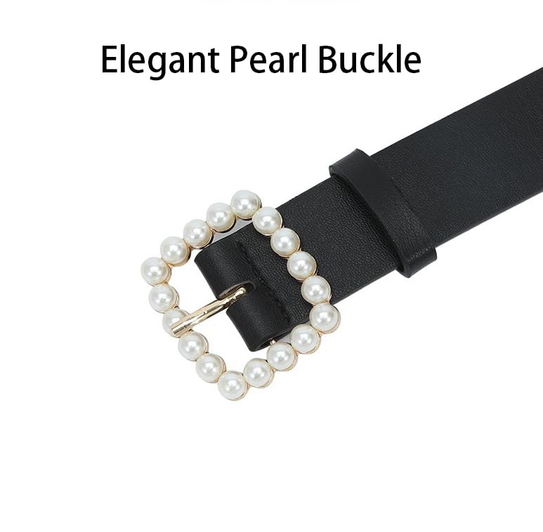 Women's Elegant Pearl Buckle Leather Belts for Jeans, Dresses, Pants3
