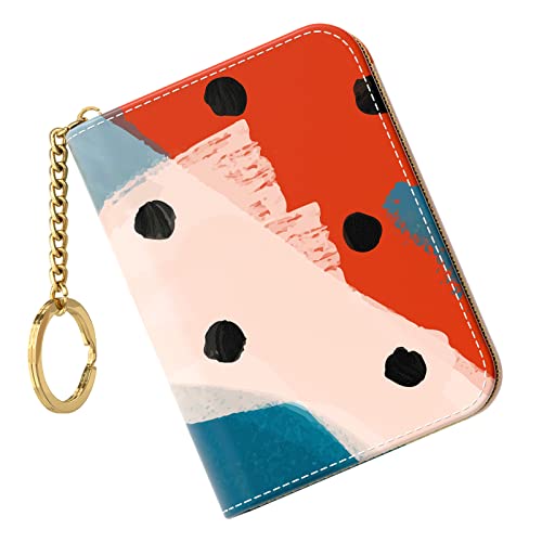 Image of Nipichsha Credit Card Holder, Small RFID Card Wallet for Women, Slim Leather Card Holder Wallet, Morandi Art, 4.33 x 3.15 x 0.98 inches, Fashions