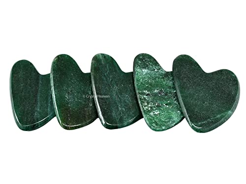 Image of Crystal Heaven Dark Green Aventurine Gua Sha Stone Face Massager - Super Smoothed Original Healing Gemstone Guasha Tool For Face Eye Neck