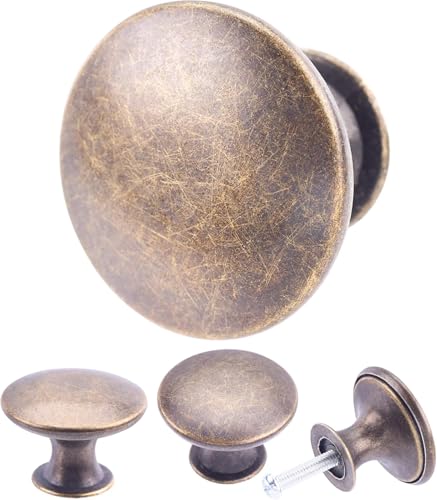 8 Packs Antique Bronze Kitchen Cabinet Knobs Furniture Cupboard Round Drawer Dresser Knobs Single Hole Drawer Pulls Handles for Closet Wardrobe Door Hardware