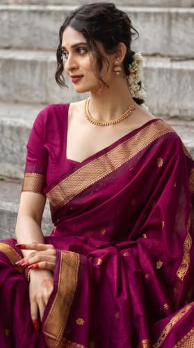 Image of C J Enterprise Women's Pure Kanjivaram Soft Silk Saree Banarasi Style Ladies Sadi With Blouse Piece for Wedding (Eagle-3-51)
