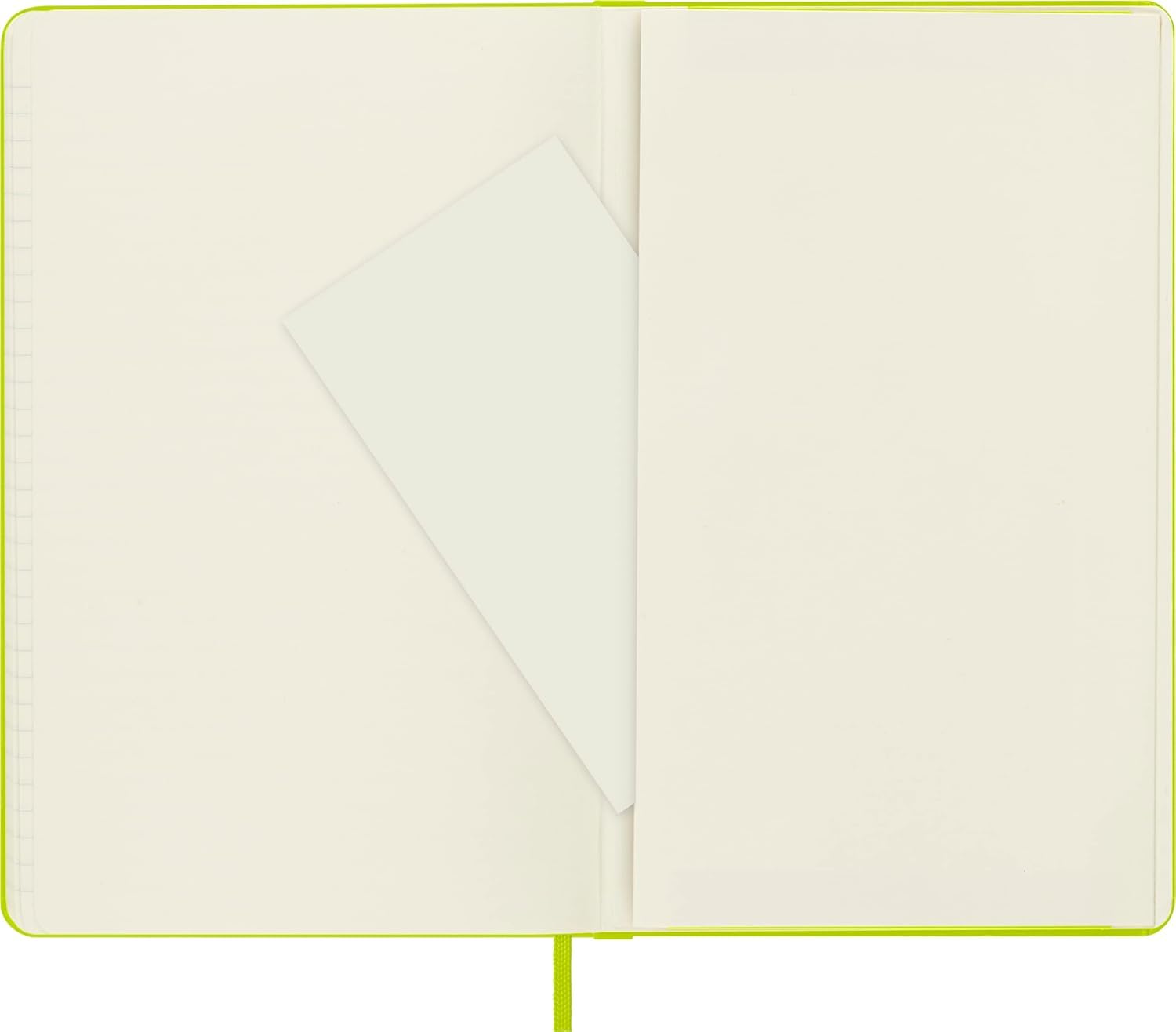 Moleskine - Cuaderno Clásico con Hojas de Rayas, Tapa Dura y Cierre con Goma Elástica, Tamaño Grande 13 x 21 cm, Color Verde Limón, 240 Páginas
