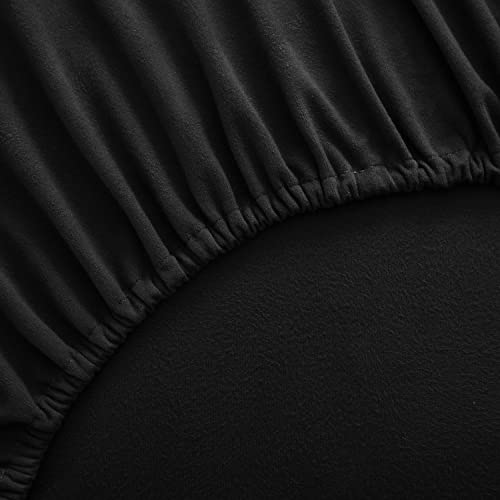 Flannel Sheets Warm and Cozy Deep Pocket Breathable All Season Bedding Set with Fitted, Flat and Pillowcases, Full, Black