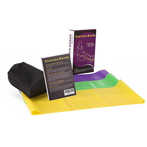 Resistance Band Set, 3 Pack Latex Exercise Bands With 3 Levels, Skin-Friendly Elastic Workout Bands For Core Exercise, Physical Therapy, Yoga, Pilate (3) #TOP6