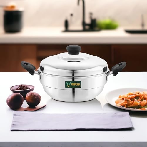 Image of Fortuna Idli Steamer Stainless Steel | 2 Plate, 8 Idlis | Idli Pot /Idli maker stainless steel, Gas & Induction compatible | Small idli maker | Multi Kadai (8 Idly)