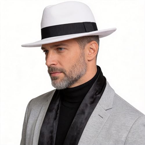 Image of FORBUSITE Wool Felt Wide Brim Fedora Hats for Women Men