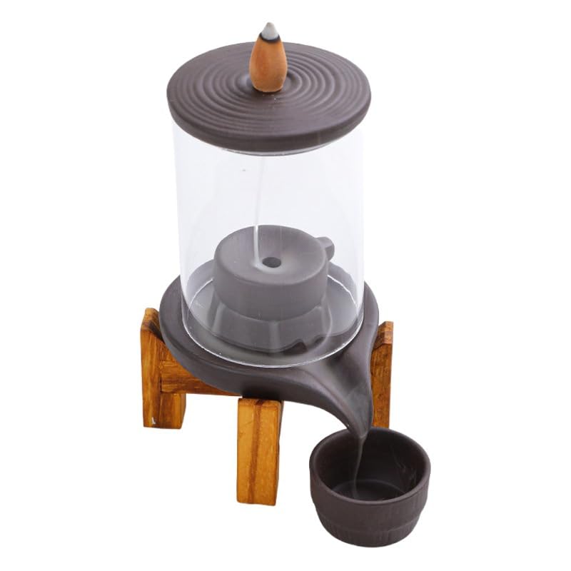 Quemador De Incienso Quemador de Incienso de reflujo Creativo, aromaterapia Retro, decoración del hogar y Oficina con Cubierta acrílica Accesorios De Meditación