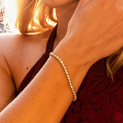 LIFETIME JEWELRY 24k Gold Plated 7mm White Cubic Zirconia Diamond Classic Style Tennis Bracelet for Women | Gold Bracelets for Women | Size 7-8 Inch2