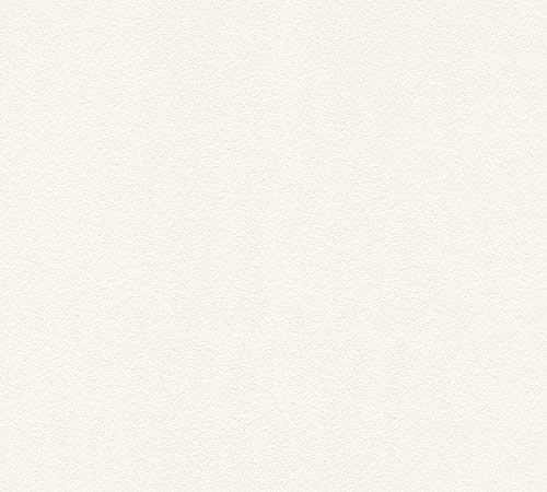 A.S. Création Vliestapete 10,05 m x 0,53 m mit dezenter Struktur - Creme - einfarbige Uni Tapete Made in Germany - 309112