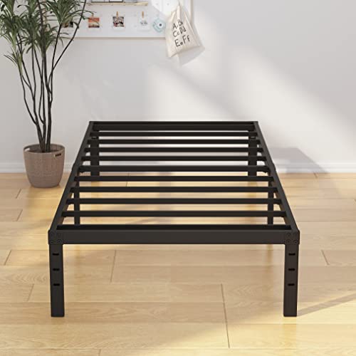 Emoda 14 Inch Twin Bed Frames No Box Spring Needed, Heavy Duty Metal Twin Platform Bed Frame, Noise Free, Easy Assembly, Black #TOP18