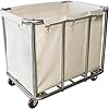 Wäschewagen Edelstahl Mit 4 Rädern - 350L Fassungsvermögen Mit 2 Stoffbeuteln