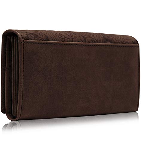 Leather Clutch Organizer Wallets For Women - Suede Womens Wallet Floral Print Organizer With Gifts Box For Her RFID Blocking3