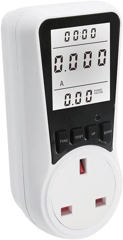 Monitor Energy Usage and Save Money | Large Display Electric Wattmeter Plug | Voltage Indicator LCD Power Meter - UK Standard