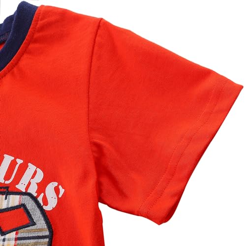 Image of LMYOVE Toddler Boy Short Set Little Boy Clothes Casual CrewNeck Short Sleeve T-Shirt and Short Sets Summer Beach Outfits(5T Red Off-Road Vehicle)