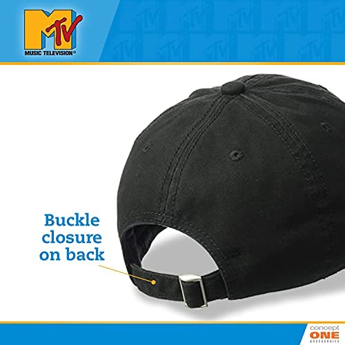 Concept One Unisex Adult Mtv Throwback Style Embroidered Logo Cotton Adjustable With Curved Brim Baseball Cap, Black, One Size Us #TOP3