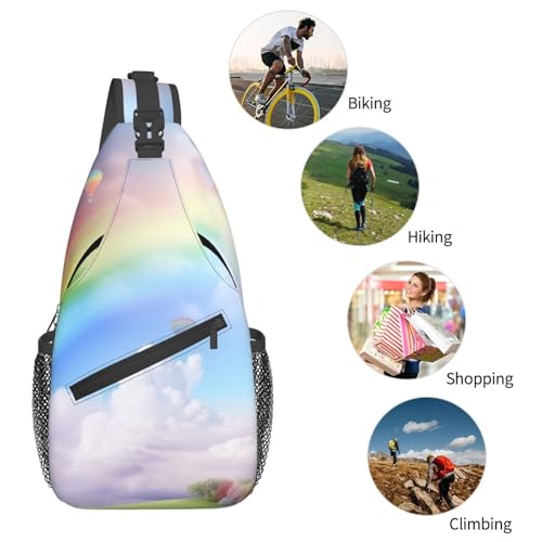 Mochila de Pecho Dreamy Rainbow Negra para Hombre y Mujer miniatura 6