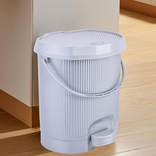 Image of Kuber Industries 2 Pcs Waste Basket for Kitchen 10 Ltr Dustbin with Lid & Removable Inner Bucket | Office, Bathroom Dustbin Garbage Trash Can Pedal Bin | Dust Bins for Home Medium Size | Grey