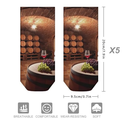 5 Pairs of Cotton Ankle Socks for Women Men Red Wine Cellar Low Cut Socks for Running Hiking No Show Athletic Sock2