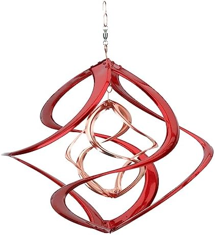 Red and Copper-Plated Metal Double Helix Wind Spinner image 2