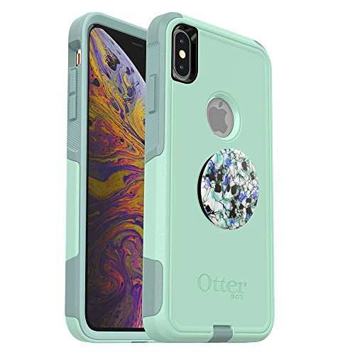 Bundle: OtterBox Commuter Series Case for iPhone Xs Max  (Ocean Way) + PopSockets PopGrip  (Serpentine Granite)