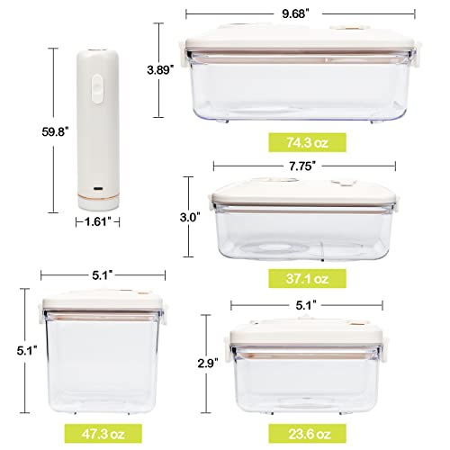Lownrain Food Storage Vacuum Sealed Container With Electric Vacuum Pump Bpa-Free, Various Sizes To Keep Food Fresher (4 Piece Set With Electric Vacuum Pump) #TOP7