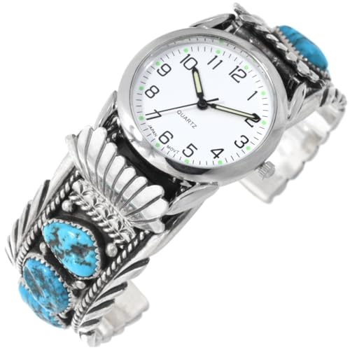 Alltribes Navajo Kingman Turquoise Silver Watch Cuff Traditional Unisex Sterling