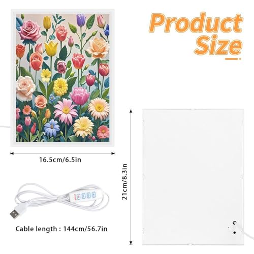 Espejo de tocador de flores FekiLoot con luz regulable 3