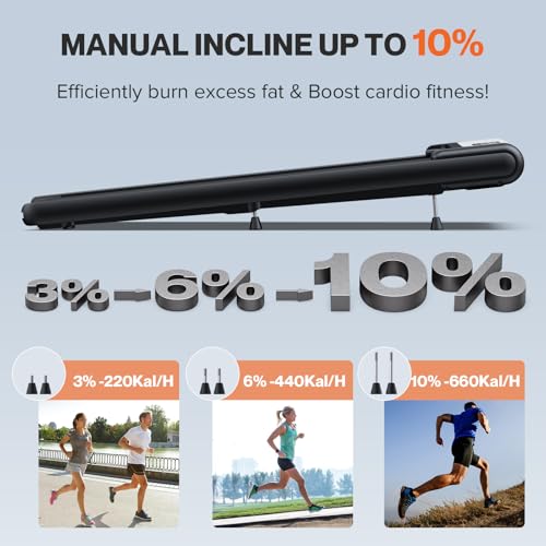 COZYINN Portable Treadmill with Incline for Home Office 3%-10% Incline, 265/320Lbs Capacity