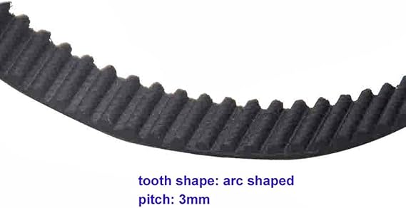 HTD-3M-267 Close Loop Pulley Timing Belt 15mm Width 3mm Pitch 267mm Perimeter Black Synchronous Belt Arc-shaped Teeth (3M-267-15mm)