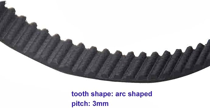 HTD-3M-267 Close Loop Pulley Timing Belt 15mm Width 3mm Pitch 267mm Perimeter Black Synchronous Belt Arc-shaped Teeth (3M-267-15mm)