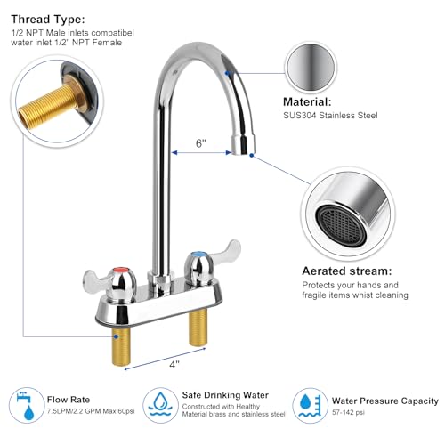 Robinet d'évier utilitaire à double levier et bec orientable 15,2 cm