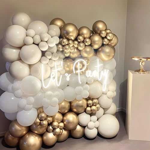 Miniatura 4 de Kit Arco Globos Oro Blanco, 111pcs Guirnalda Globos Arena Blanca Y Dorada Con Globos Beige Para Cumpleaños Fiesta, Baby Shower, Boda Bohemia, Bautizo Bebe, Compromiso, Aniversario