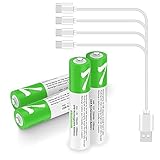 Lithium AAA Akkus Wiederaufladbare Batterien, SVNONVE 1,5V 550mWh Rechargeable Batterien mit USB Type C Kabel 1.5H Schnellladung,1200 Zyklen Recycelbar,4 Stück