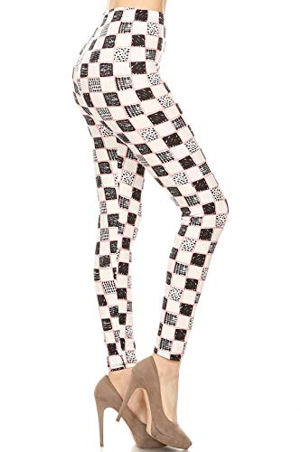 S792-3X5X Checkered Tease Print Fashion Leggings, 3X5X