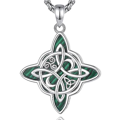 AEONSLOVE Hexenknoten Halskette Damen Silber 925 Irisch Keltischer Knoten Kette Silber Hexenanhänger mit Malachit Wicca Hexen Knoten Schmuck Witchcraft Knoten Kette AEONSLOVE Hexenknoten Halskette Damen Silber 925 Irisch Keltischer Knoten Kette Silber Hexenanhänger mit Malachit Wicca Hexen Knoten Schmuck Witchcraft Knoten Kette